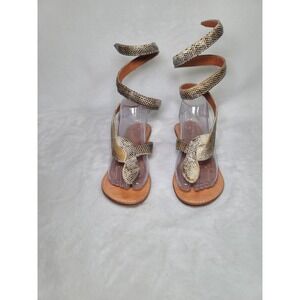 Artisanal Python Indie Spiral Gladiator Sandals Leather Boho Chic Gold Size 8.5